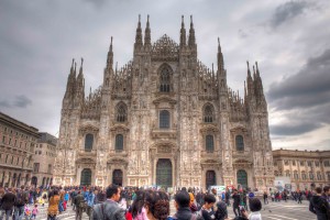 April 4, 2015: Cathedral in downtown Milan, Italy.