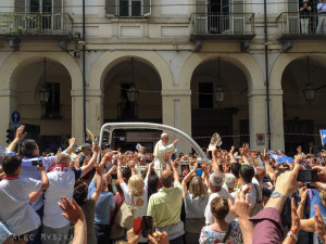 June 21, 2015: Pope Francis drives down Via Po